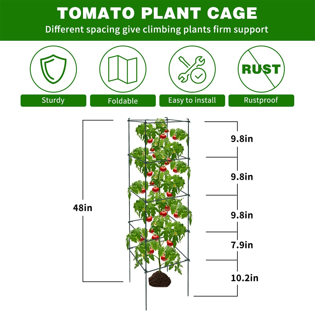 LAKNUAL 4-tier design provides varied spacing for growing tomato plants