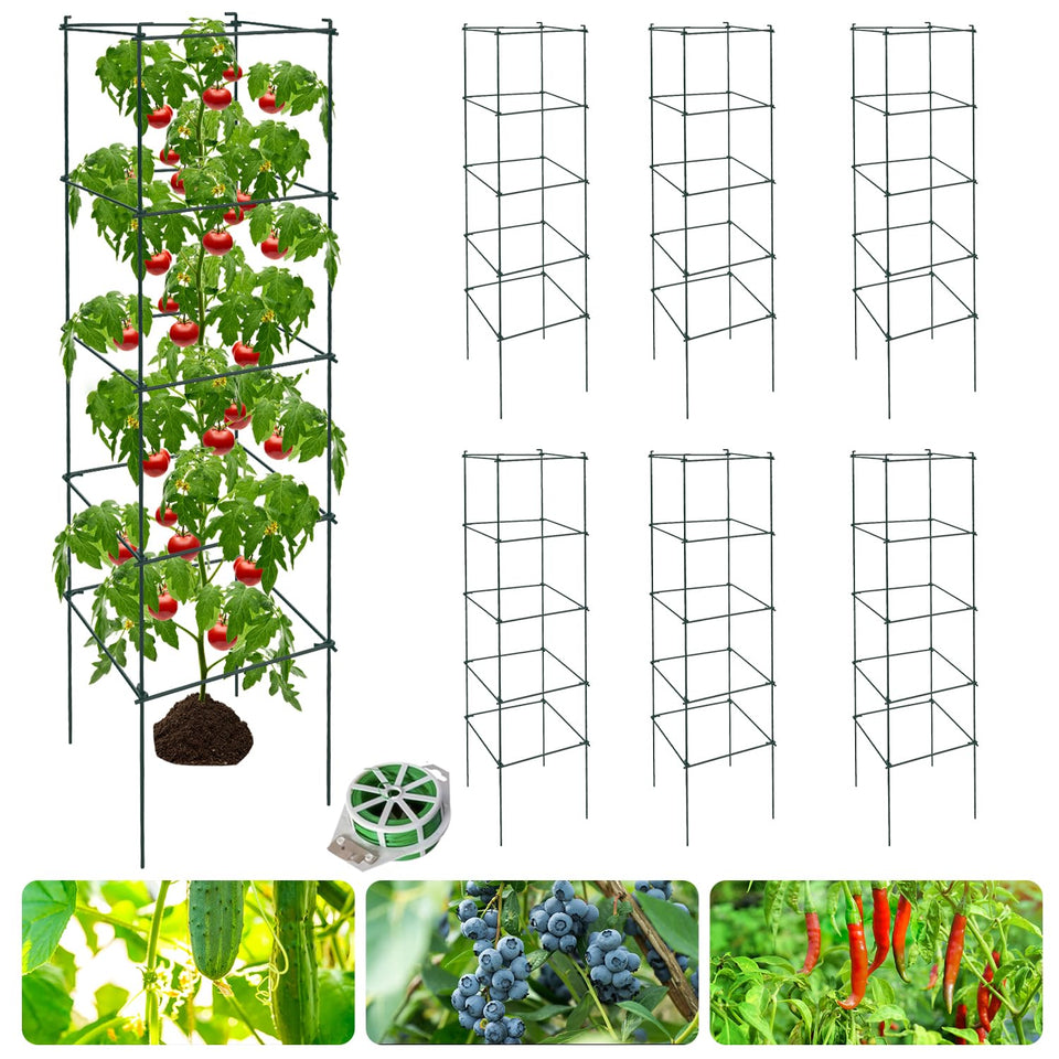 LAKNUAL tomato cage assembly demonstrating tool-free setup for quick garden support