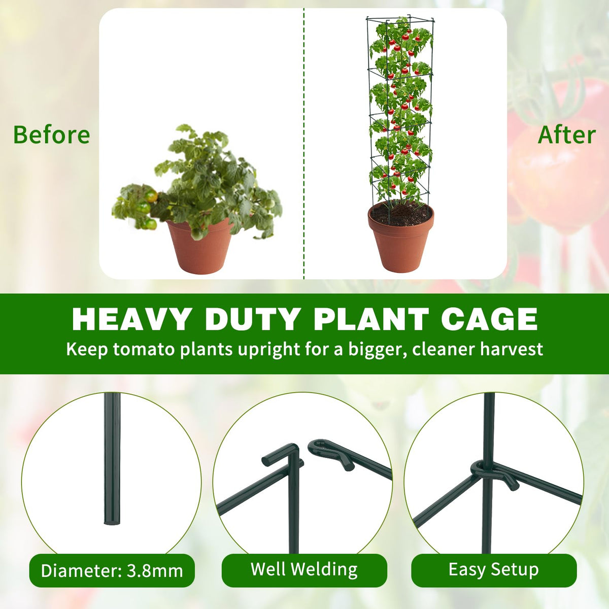 LAKNUAL foldable tomato cage configurations maximize small-space gardens