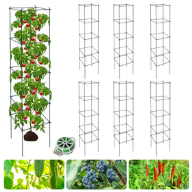 LAKNUAL tomato cages 6-pack provide sturdy support for sprawling tomato plants in any garden