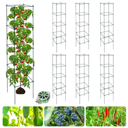 LAKNUAL tomato cages 6-pack provide sturdy support for sprawling tomato plants in any garden