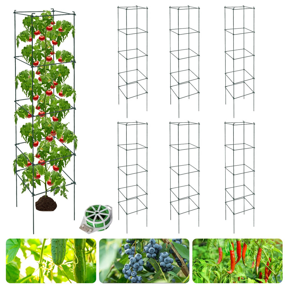 LAKNUAL tomato cages 6-pack provide sturdy support for sprawling tomato plants in any garden