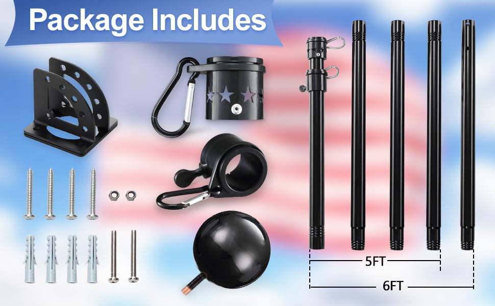 LAKEROD 360-degree rotating flag rings for tangle-free unfurling in wind.