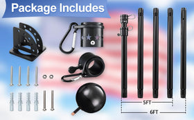 LAKEROD 360-degree rotating flag rings for tangle-free unfurling in wind.