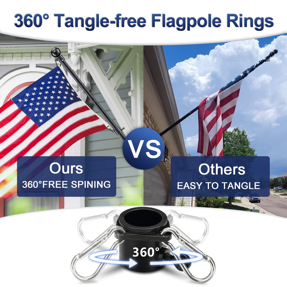 LAKEROD aluminum five-position bracket adapts to porch, yard, or boat mounting.