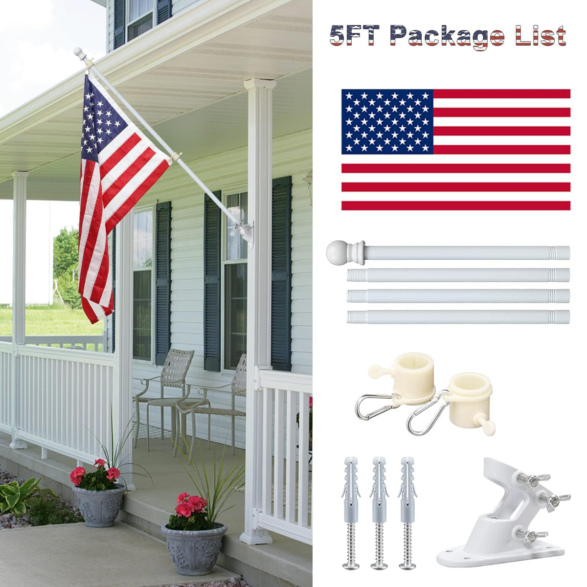 LAKEROD embroidered US flag 3x5 fabric crafted for outdoor durability