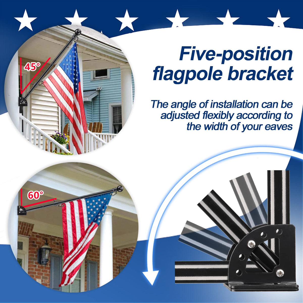 LAKEROD porch, yard, or boat mounting keeps flags prominently displayed.