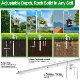 LAKEROD Shepherd's Hook with deep U-curve minimizes wind sway for hanging items