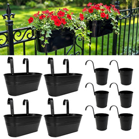 LáLáGreen 11.8-inch oval rail planter on railing for balcony decor
