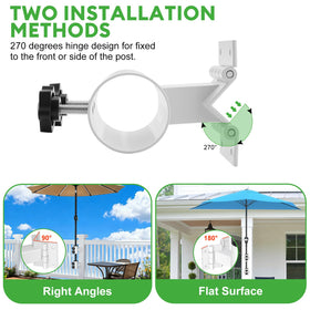 Lalafancy umbrella mount on wall corner provides sturdy, rust-resistant outdoor shade.