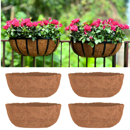 LáLáGreen 36-inch liner inside a hanging basket, promoting drainage for healthy roots
