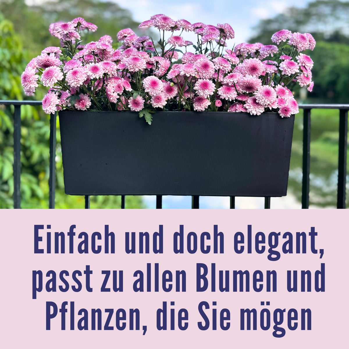 LaLaGreen bracket system mounted on rails provides stable outdoor placement.