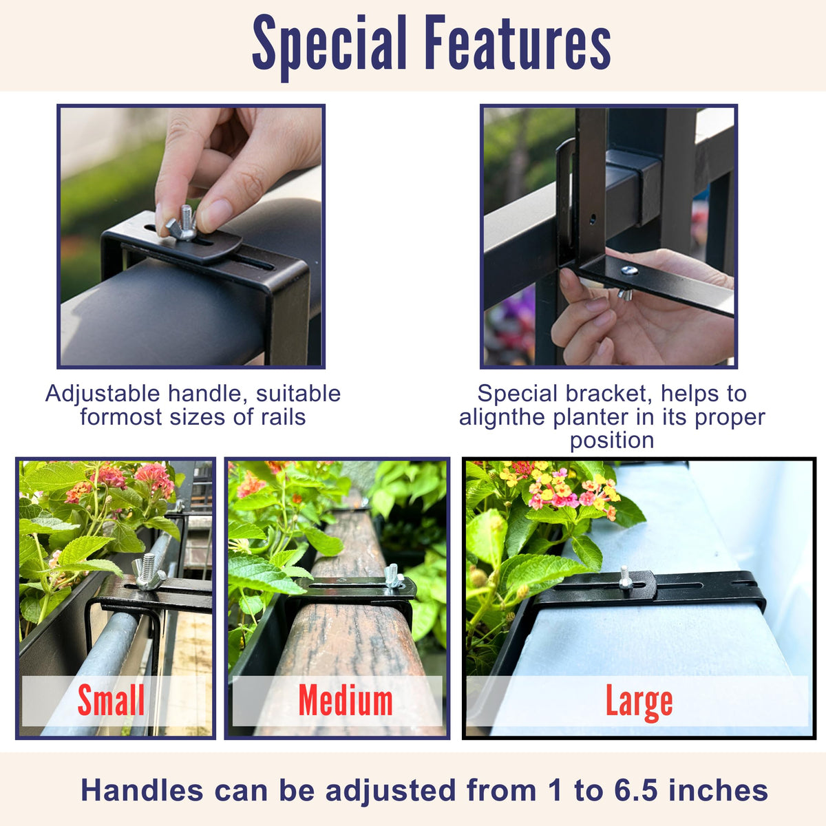 LáLáGreen planters suitable for flowers, herbs, and small plants on rails.