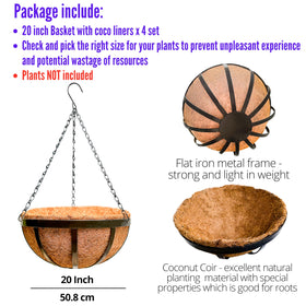 LáLáGreen four-pack outdoor-hanging-baskets enhances balcony or patio decor.