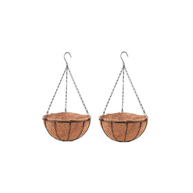 LáLáGreen hanging basket with coco liner promotes healthy drainage for plants.