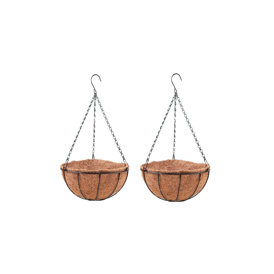 LáLáGreen hanging basket with coco liner promotes healthy drainage for plants.