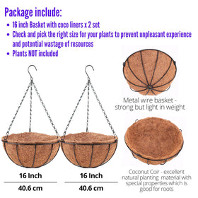 LáLáGreen two-pack hanging baskets ready to hang with coco liners.