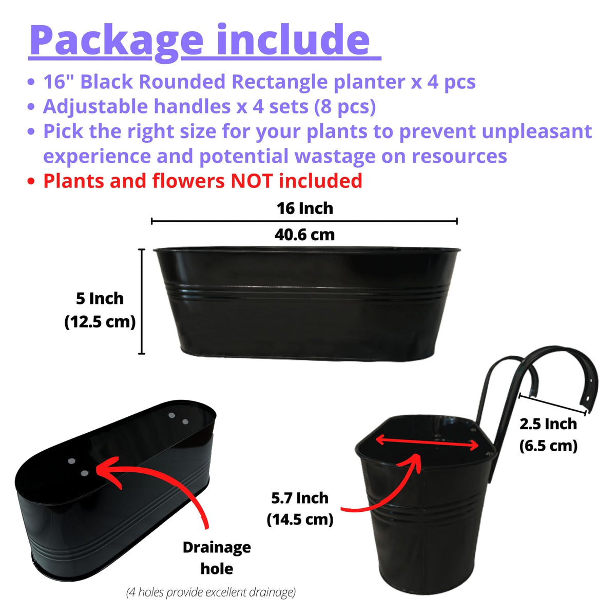 LáLáGreen hanging planter with secure screw-in handle for durable railing installation