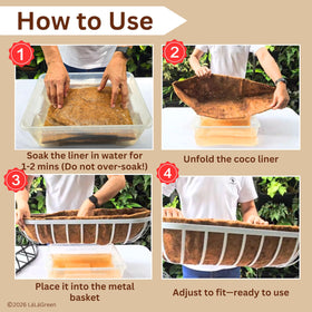 LáLáGreen liner soaking in water before planting, ready for potting mix