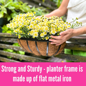 LáLáGreen powder-coated metal planters resist rust for outdoor use.