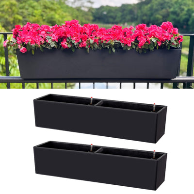 LaLaGreen rail planter box on deck railing with self-watering feature for easy care