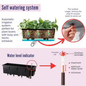 LaLaGreen self-watering planter shows water level for low-maintenance irrigation