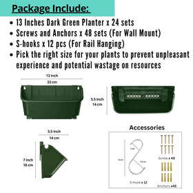 LáLáGreen wall-mount planters with screws and hooks for versatile installation