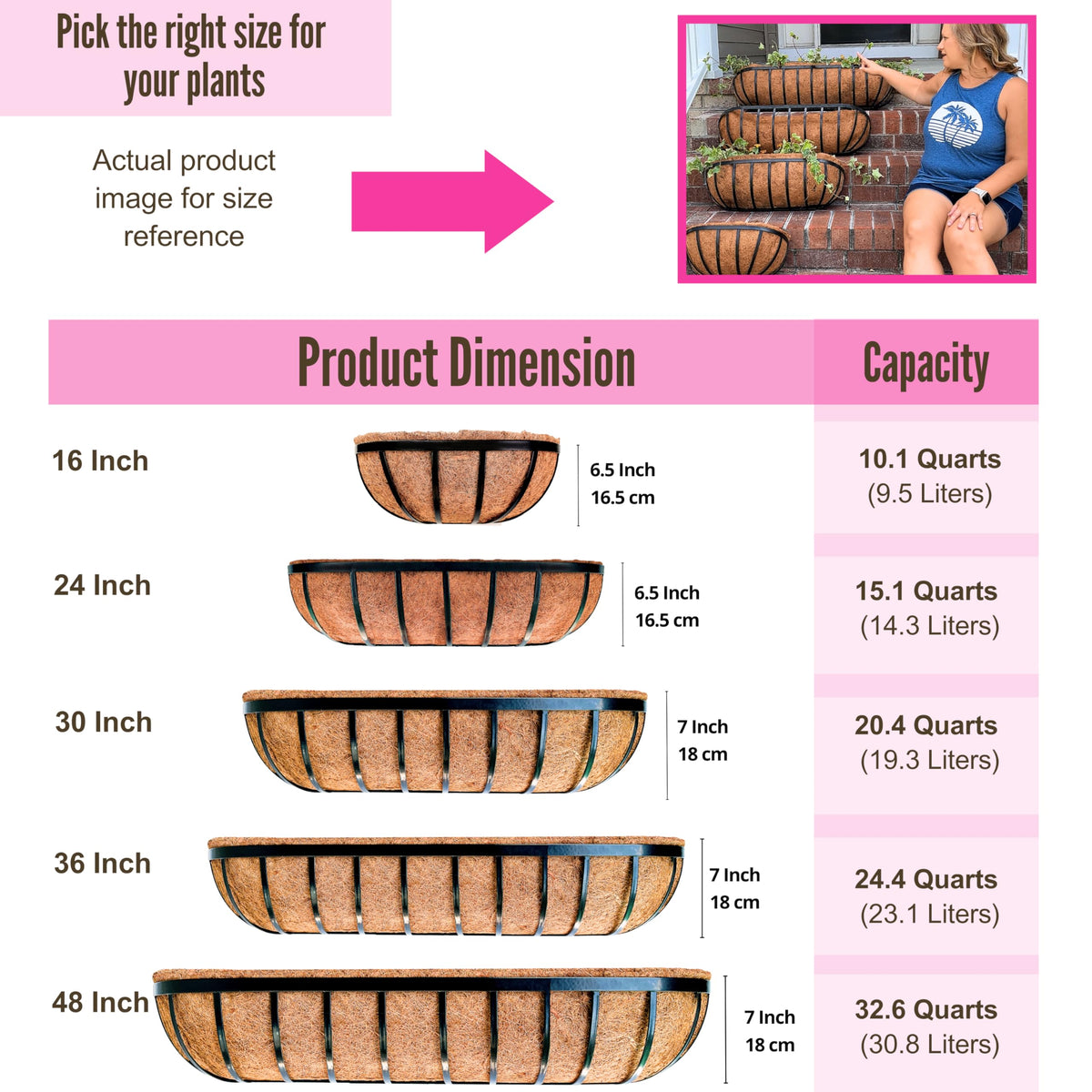 LáLáGreen window flower box with coco liner for better drainage.