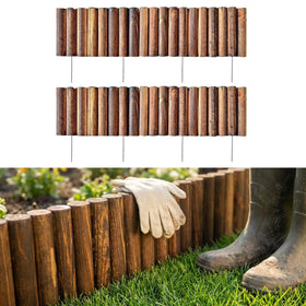 LáLáGreen wooden fence panel 30x8 front view showing rustic lawn edging and color