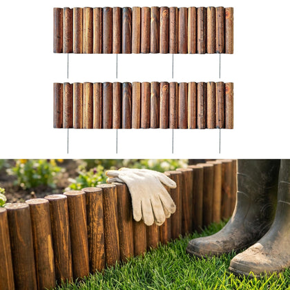 LáLáGreen wooden fence panel 30x8 front view showing rustic lawn edging and color