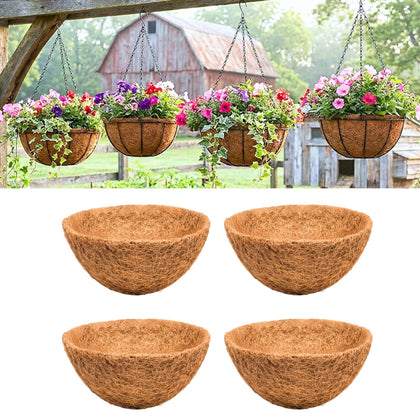 LáLáGreen 14-inch round coco liner for hanging baskets supports drainage and airflow.