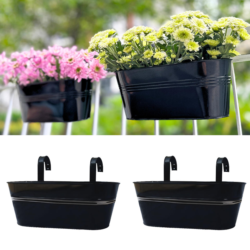 LáLáGreen deck railing planter box 17 inch two-pack for balcony gardens.