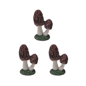 Lamnes mini morel mushrooms three-piece set enhances tiny garden decor and crafts.