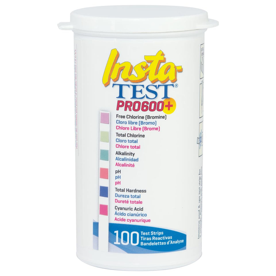 LaMotte Insta-Test Pro 600 Plus strip being dipped for quick pool water results