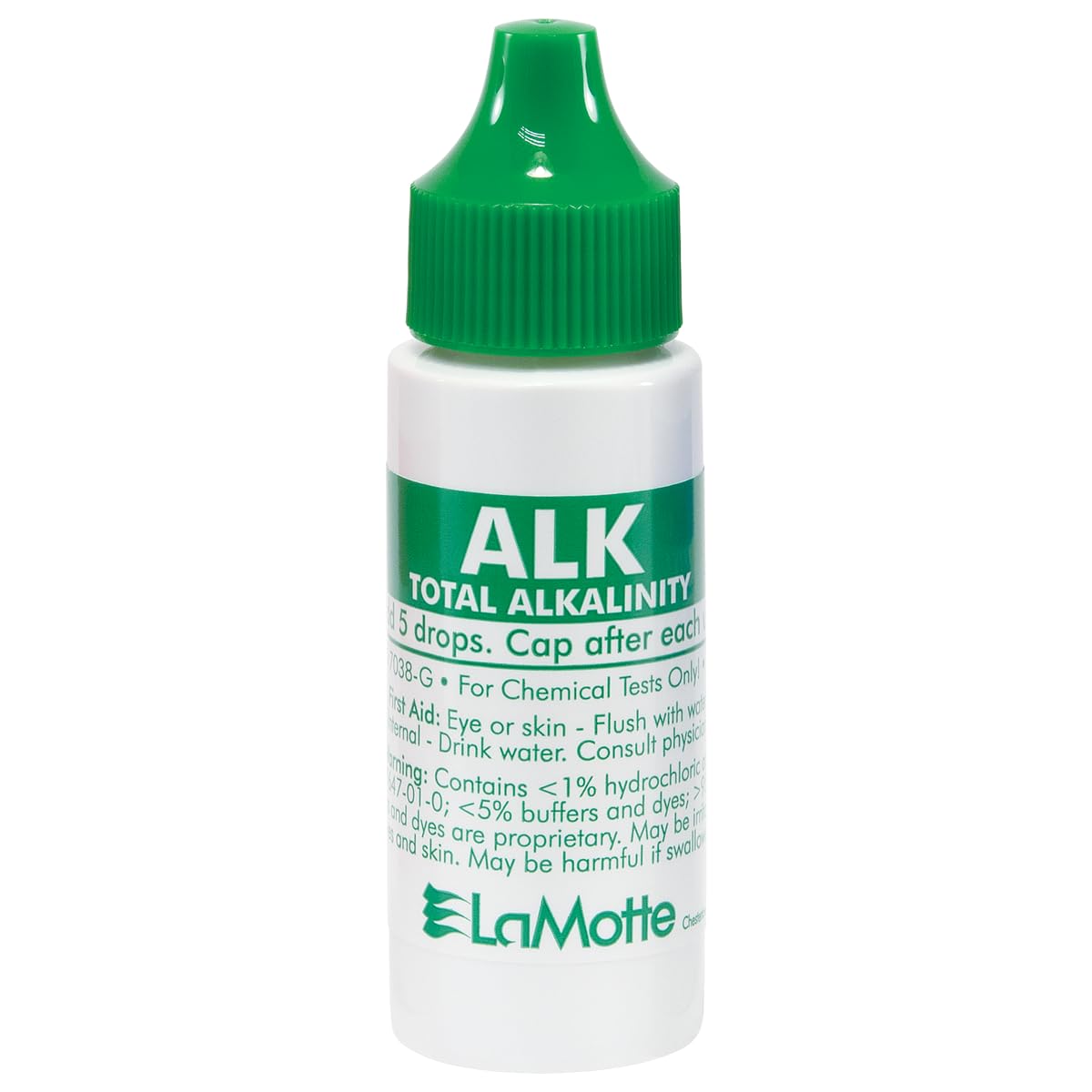 LaMotte Liquid Reagent 7038-G bottle enables accurate pool alkalinity testing.