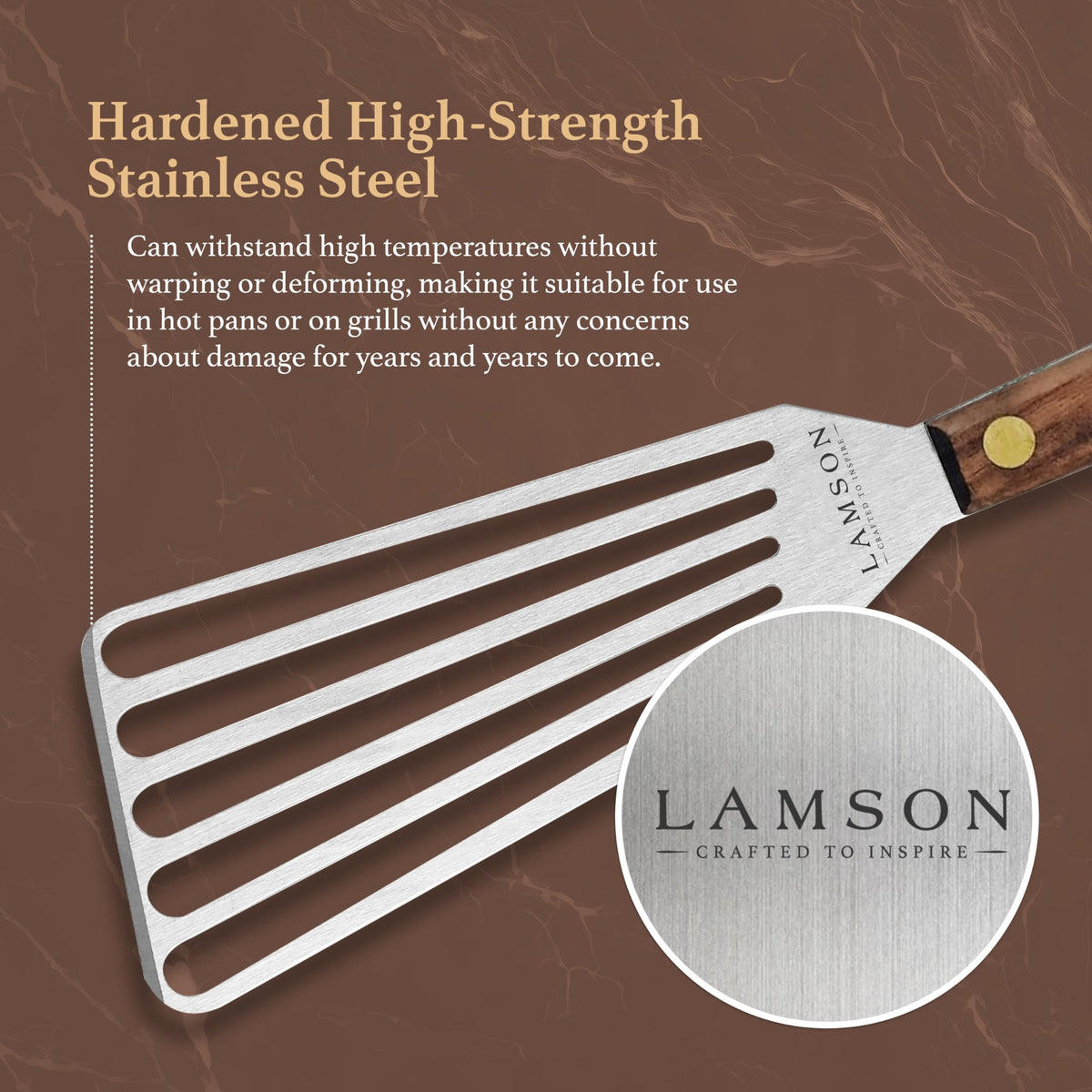 Lamson full-tang construction provides balanced control.