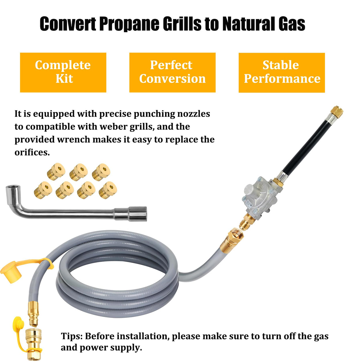 Lamudo 10ft natural gas hose connected for reliable, uninterrupted grilling sessions.