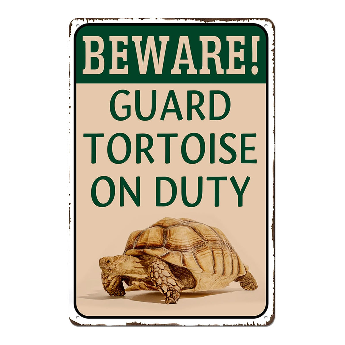 Lamvao tortoise sign 8x12 on-duty guards your enclosure with durable metal décor.