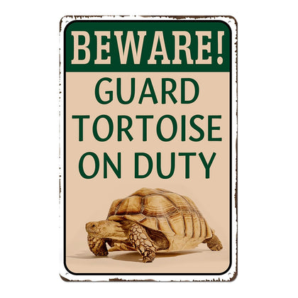 Lamvao tortoise sign 8x12 on-duty guards your enclosure with durable metal décor.