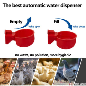 LANARP Waterer Cups mounted on a 5-gallon reservoir ensuring steady water supply.