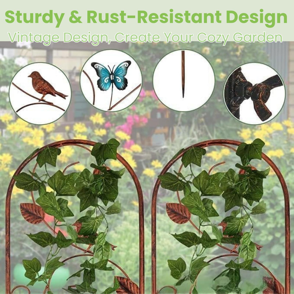 Lancisism 60-inch tall trellis supports tall vines and adds height