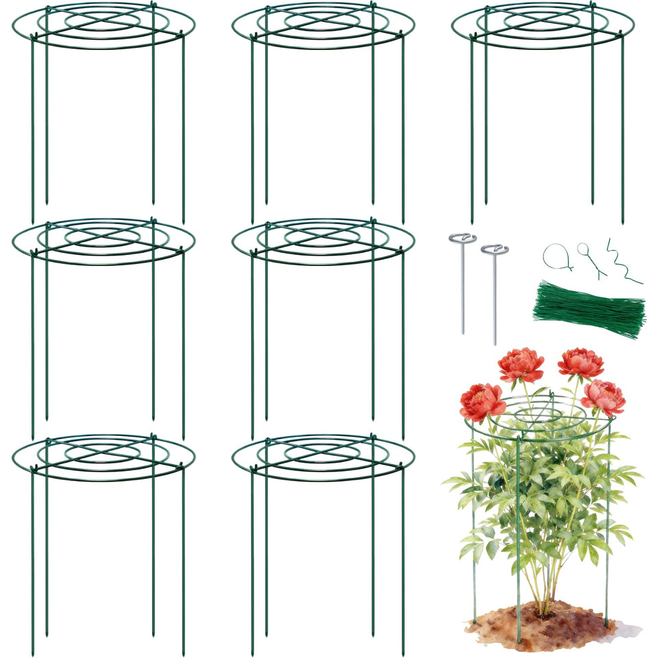 Lancisism 8-pack peony cage with a 12-inch ring supports tall blooms upright