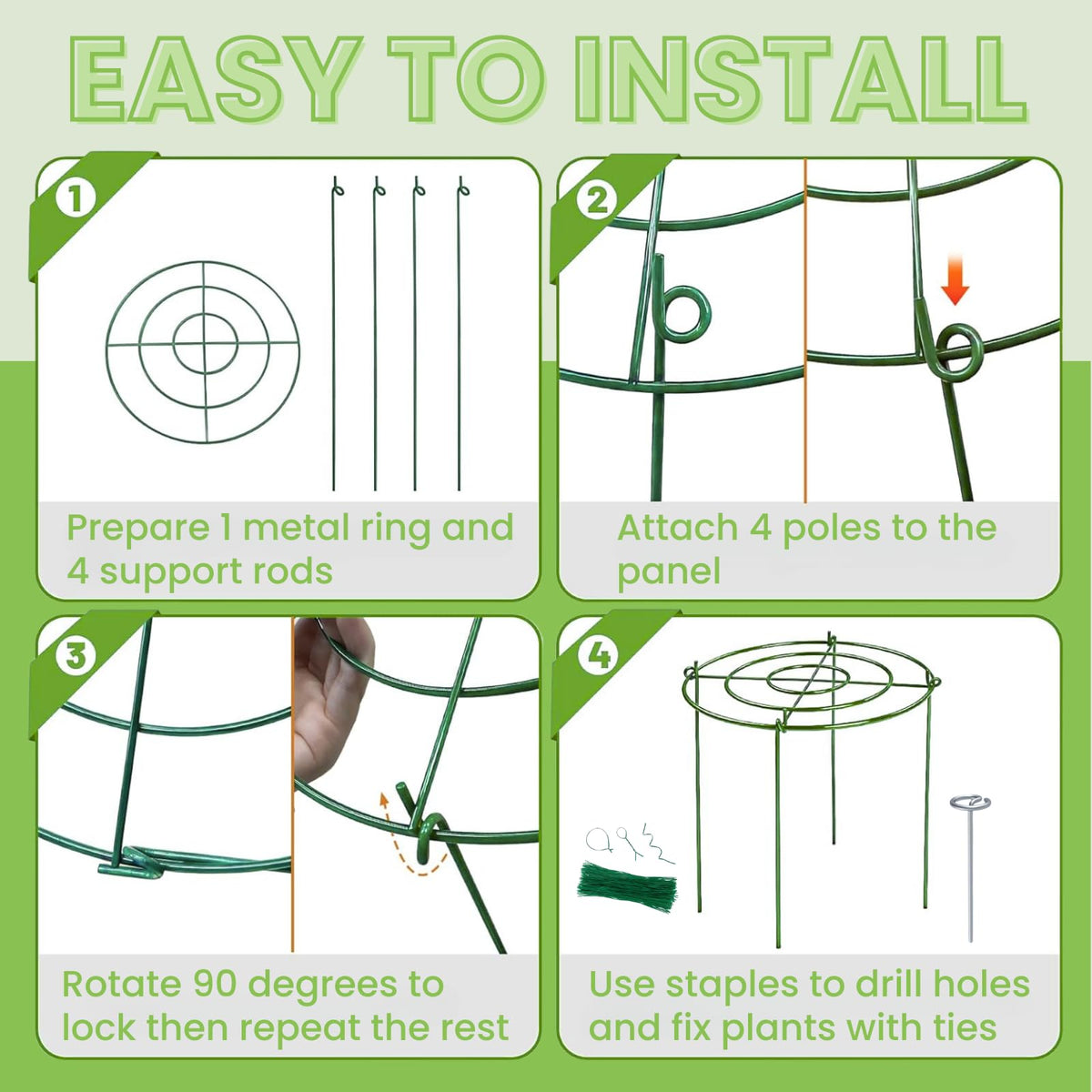 Lancisism easy-assembly legs fasten to ring for adjustable height