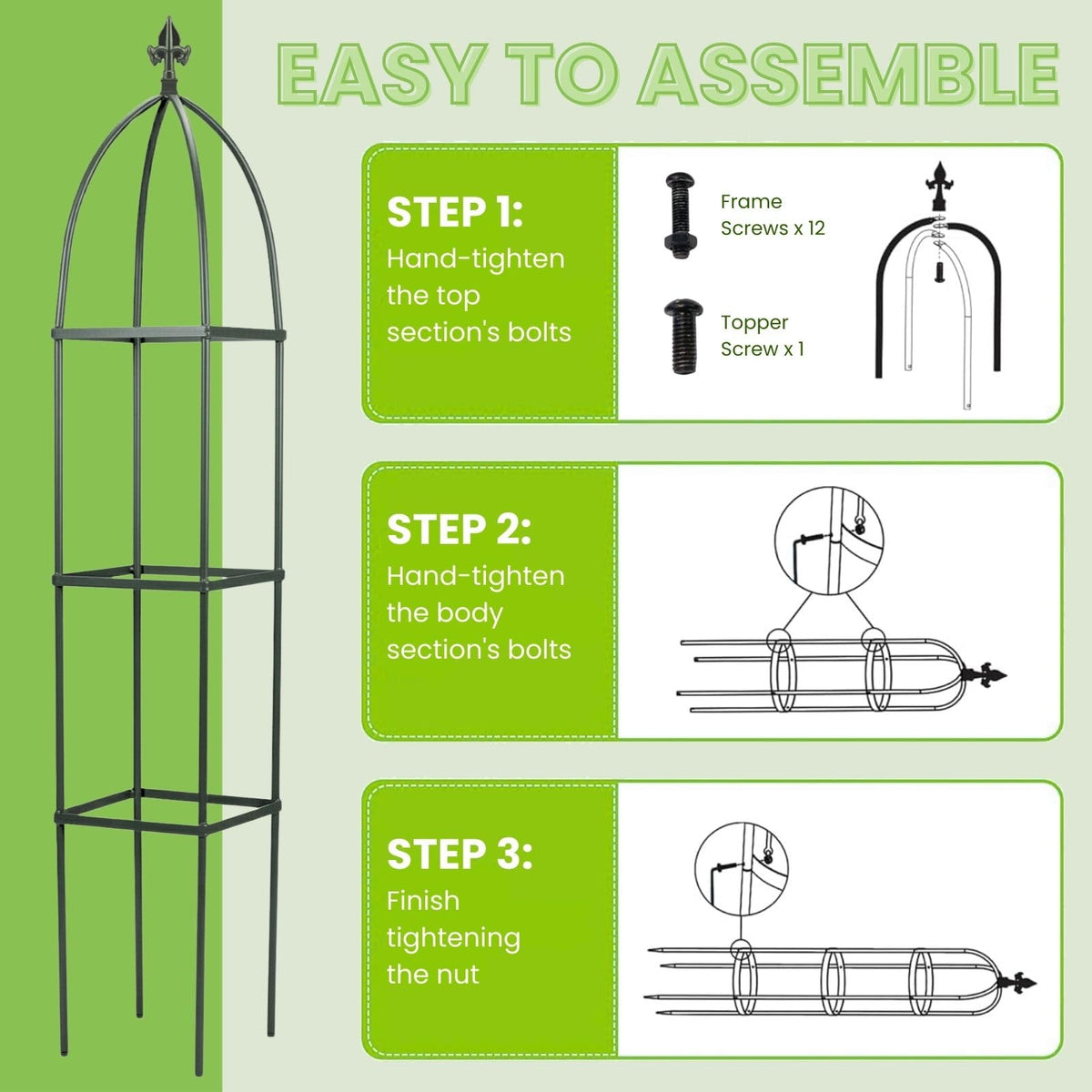 Lancisism lightweight and portable trellis for easy repositioning.