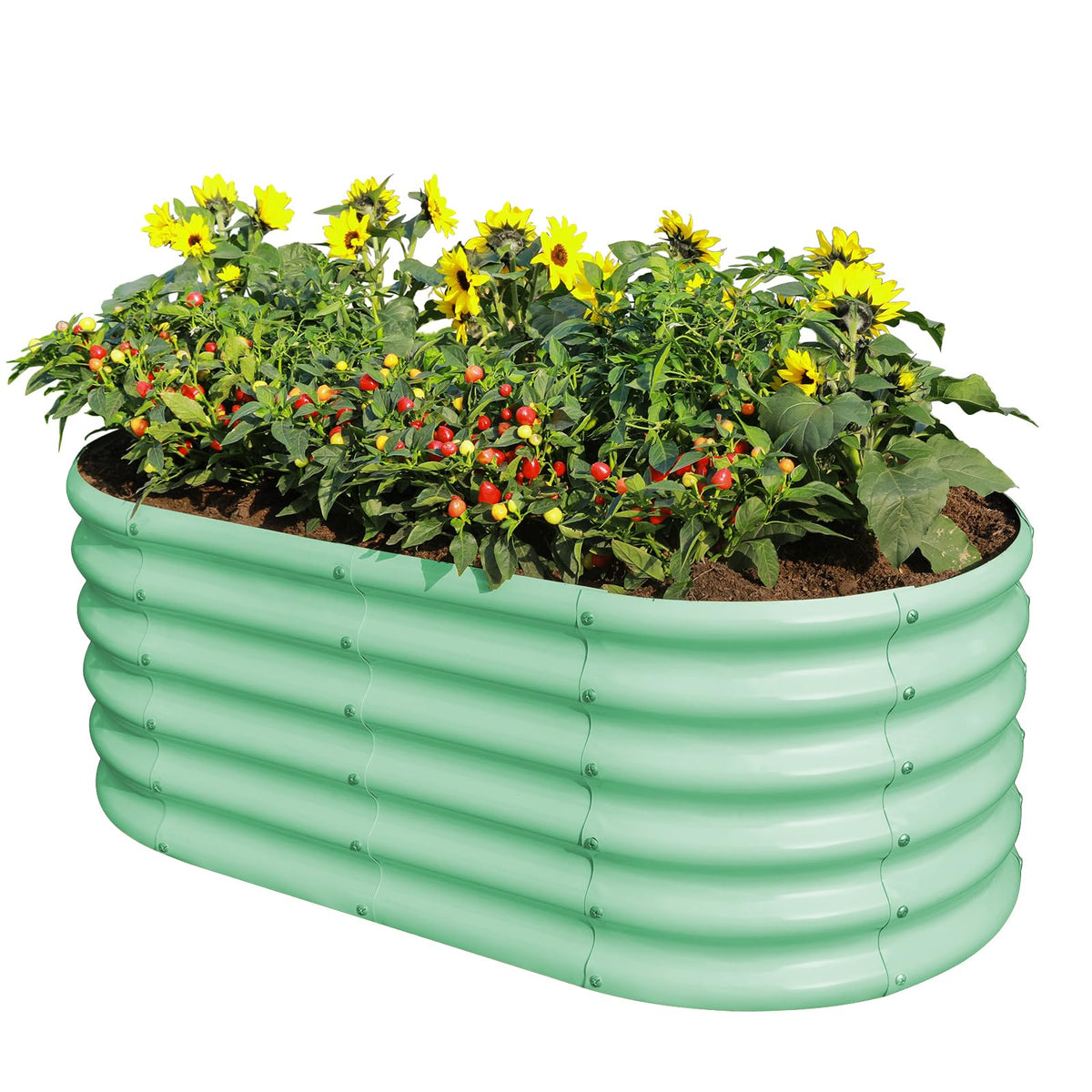 Land Guard 18inch tall galvanized bed front view for sturdy vegetable growing