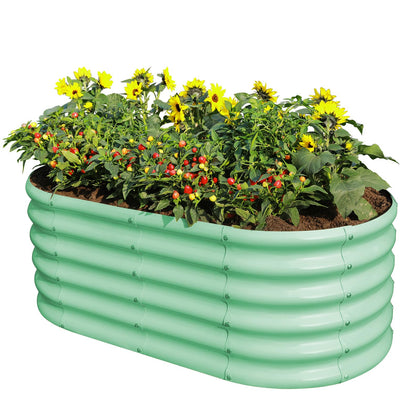 Land Guard 18inch tall galvanized bed front view for sturdy vegetable growing