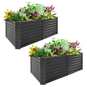 Land Guard galvanized raised bed front view, easy assembly for backyard vegetable gardening.