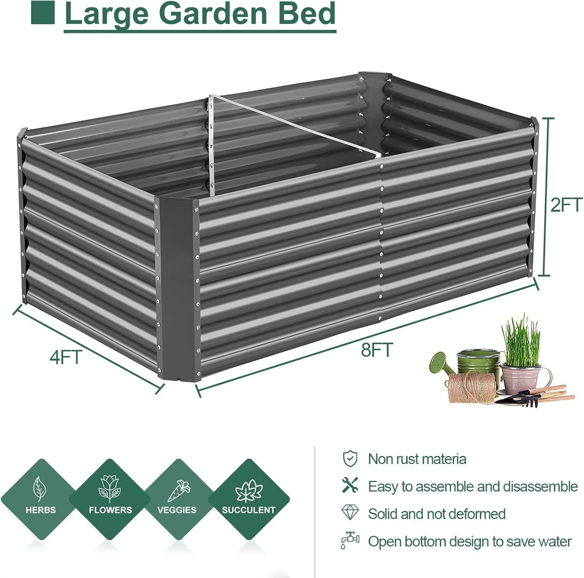 Land Guard bed side panel close-up, durable galvanized steel for outdoor longevity.