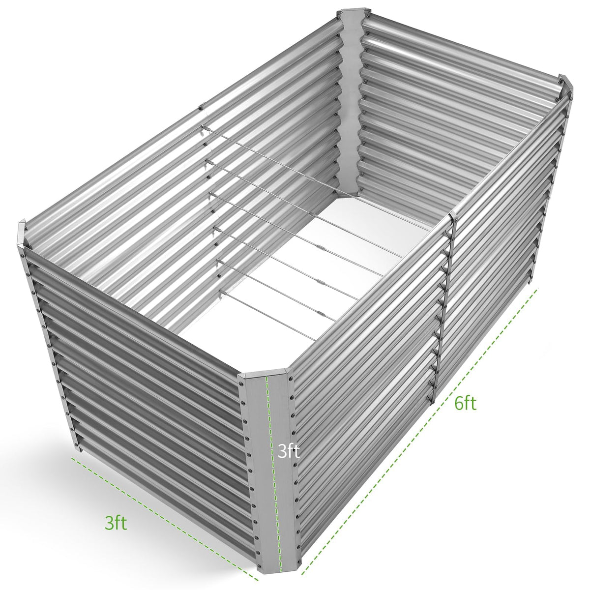 Land Guard 6x3x3ft bed, side view, sturdy frame for outdoor gardening.