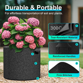 Land Guard black grow bag stacked for space-saving storage.